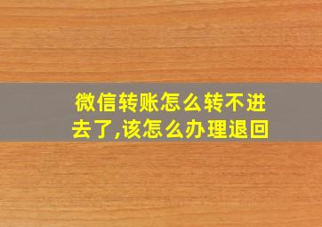 微信转账怎么转不进去了,该怎么办理退回