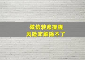 微信转账提醒风险咋解除不了