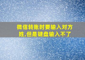 微信转账时要输入对方姓,但是键盘输入不了