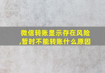 微信转账显示存在风险,暂时不能转账什么原因