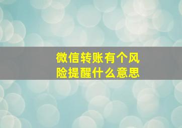 微信转账有个风险提醒什么意思