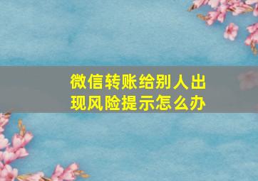 微信转账给别人出现风险提示怎么办