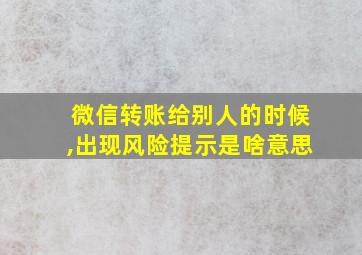 微信转账给别人的时候,出现风险提示是啥意思