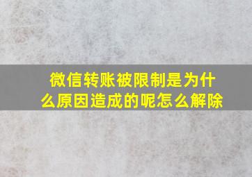 微信转账被限制是为什么原因造成的呢怎么解除