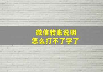 微信转账说明怎么打不了字了