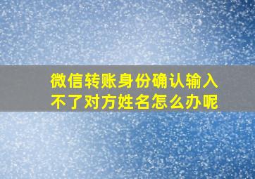 微信转账身份确认输入不了对方姓名怎么办呢