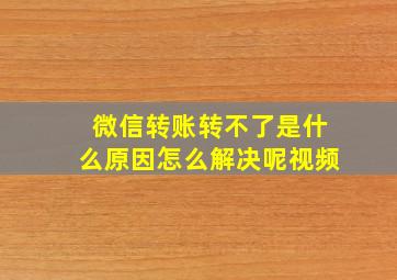 微信转账转不了是什么原因怎么解决呢视频