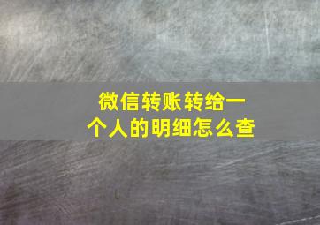 微信转账转给一个人的明细怎么查