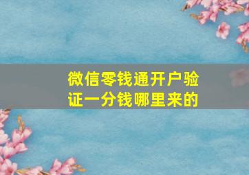 微信零钱通开户验证一分钱哪里来的