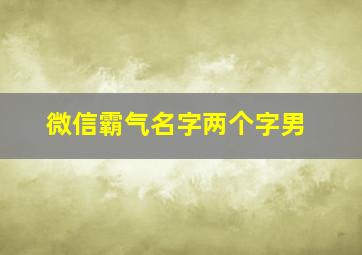 微信霸气名字两个字男