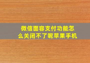 微信面容支付功能怎么关闭不了呢苹果手机