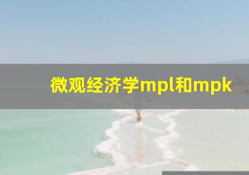 微观经济学mpl和mpk