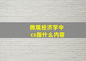 微观经济学中cs指什么内容