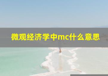 微观经济学中mc什么意思