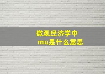 微观经济学中mu是什么意思