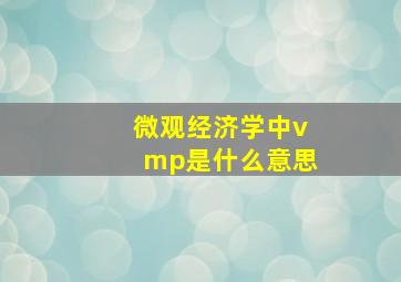 微观经济学中vmp是什么意思