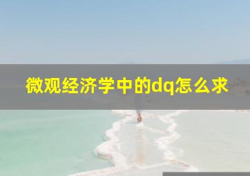 微观经济学中的dq怎么求