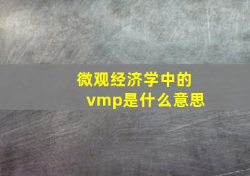 微观经济学中的vmp是什么意思