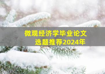 微观经济学毕业论文选题推荐2024年