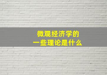 微观经济学的一些理论是什么