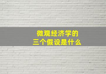 微观经济学的三个假设是什么