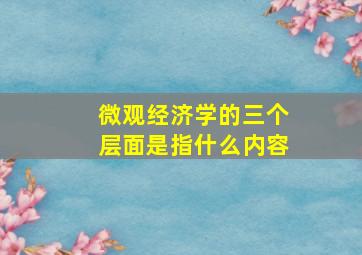 微观经济学的三个层面是指什么内容