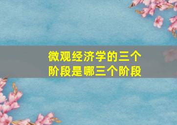 微观经济学的三个阶段是哪三个阶段