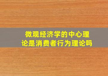 微观经济学的中心理论是消费者行为理论吗