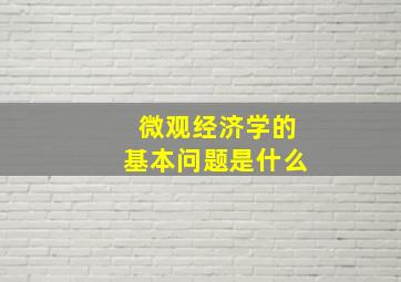 微观经济学的基本问题是什么