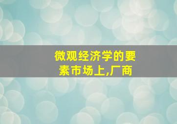 微观经济学的要素市场上,厂商