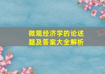 微观经济学的论述题及答案大全解析