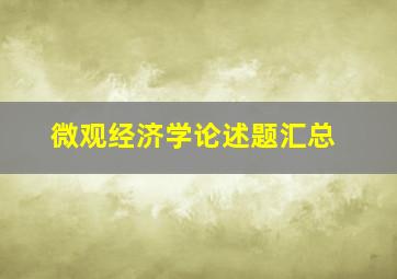 微观经济学论述题汇总