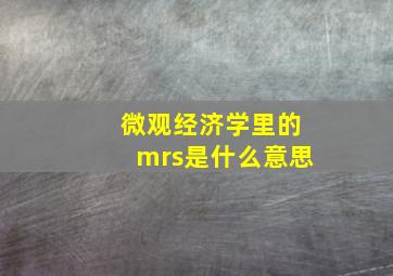 微观经济学里的mrs是什么意思