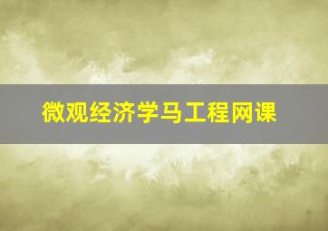 微观经济学马工程网课