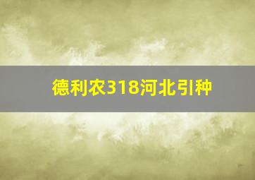 德利农318河北引种