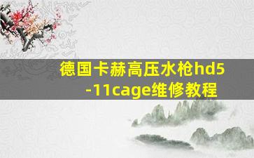 德国卡赫高压水枪hd5-11cage维修教程