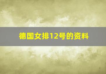 德国女排12号的资料