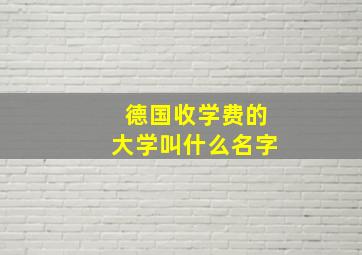 德国收学费的大学叫什么名字