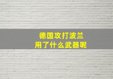 德国攻打波兰用了什么武器呢