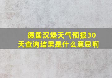 德国汉堡天气预报30天查询结果是什么意思啊