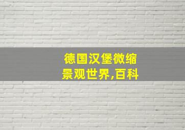 德国汉堡微缩景观世界,百科