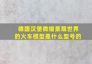 德国汉堡微缩景观世界的火车模型是什么型号的