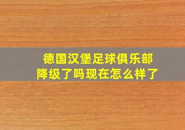 德国汉堡足球俱乐部降级了吗现在怎么样了