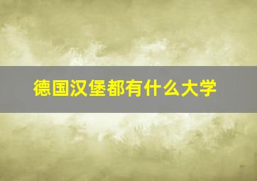 德国汉堡都有什么大学