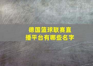 德国篮球联赛直播平台有哪些名字