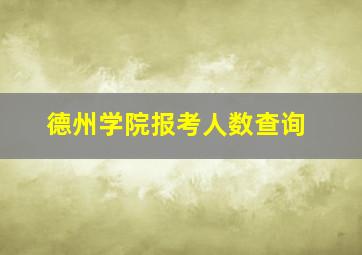 德州学院报考人数查询