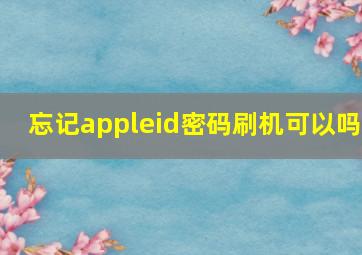 忘记appleid密码刷机可以吗