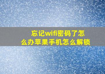 忘记wifi密码了怎么办苹果手机怎么解锁