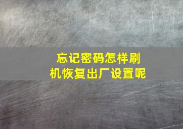 忘记密码怎样刷机恢复出厂设置呢