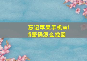 忘记苹果手机wifi密码怎么找回